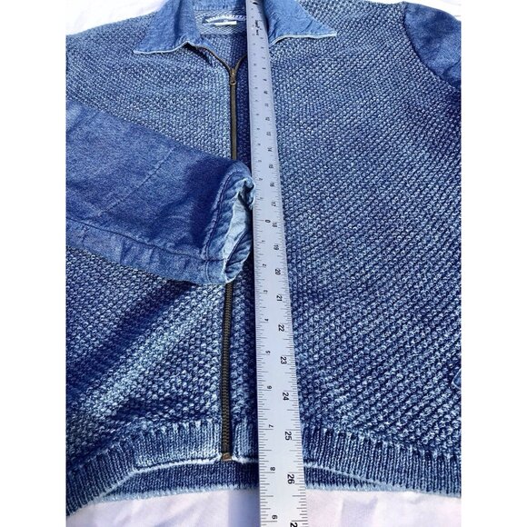 Vtg Danish Blue Willi’s Zip Natural Cotton Knit Sweater Denim Jacket Women’s XL - Picture 11 of 16